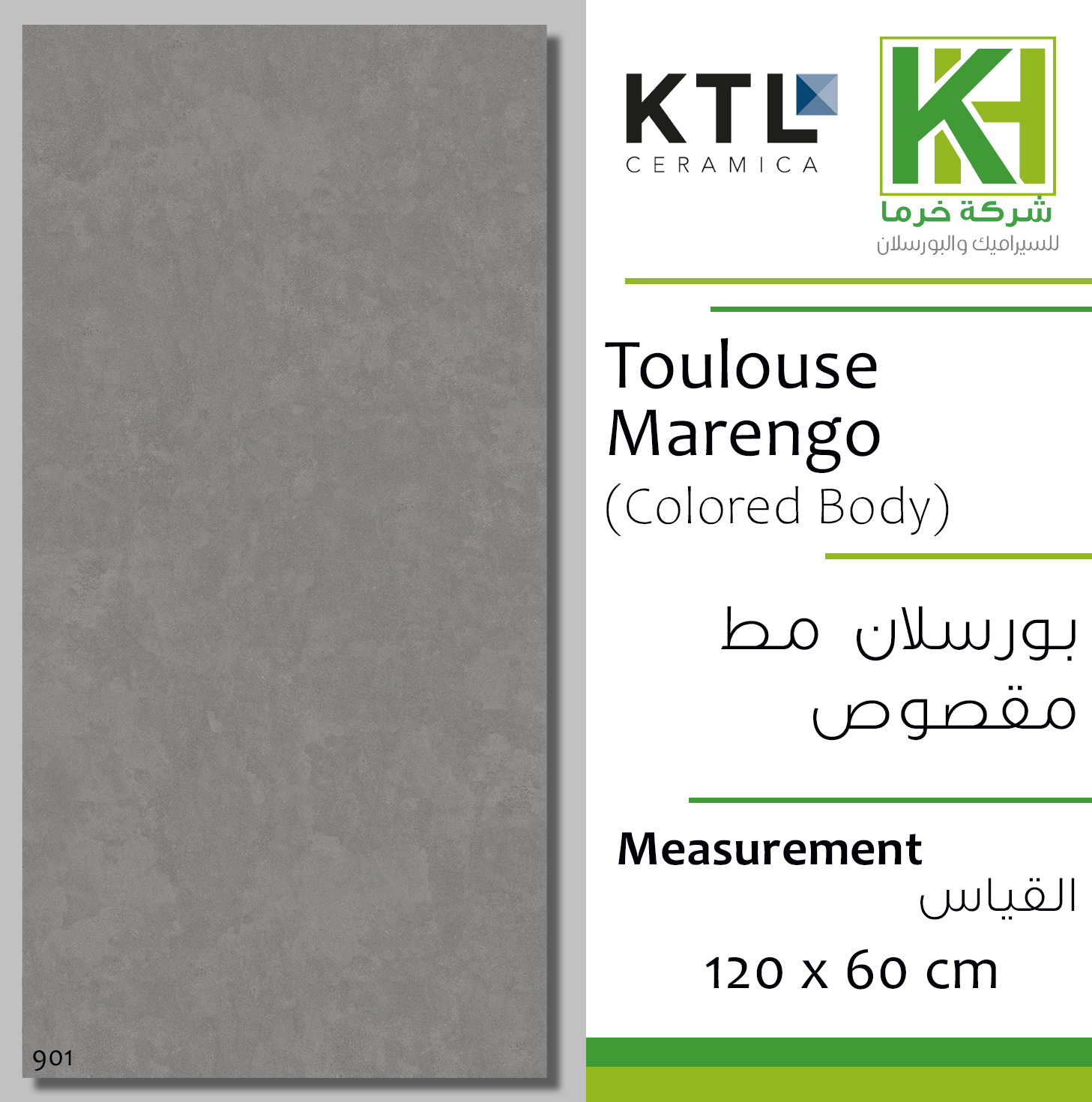 Picture of Spanish Porcelain tile 60x120cm Toulouse Marengo (Colored Body)